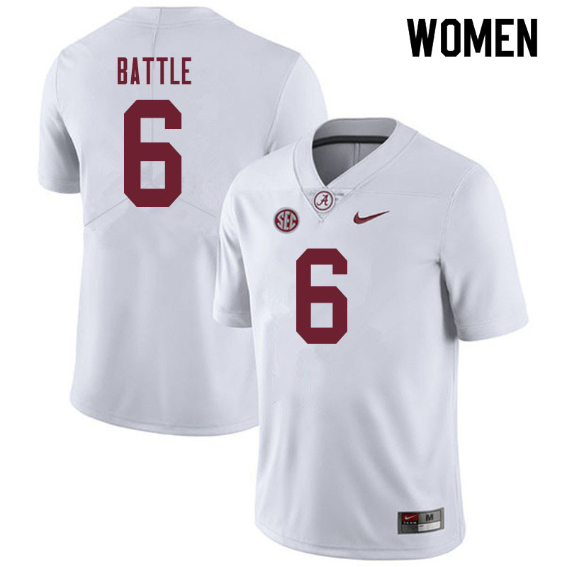 Women #6 Jordan Battle Alabama Crimson Tide College Football Jerseys Sale-White